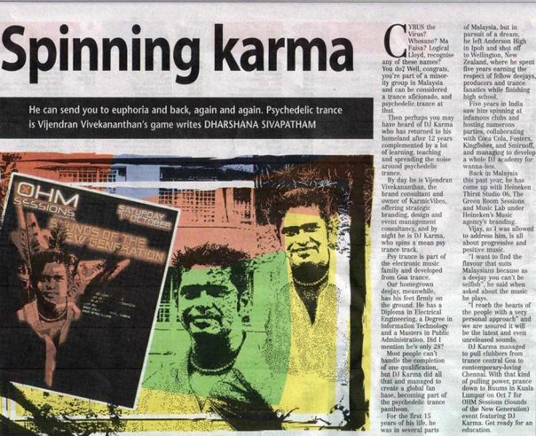 New Sunday Times article titled Spinning karma